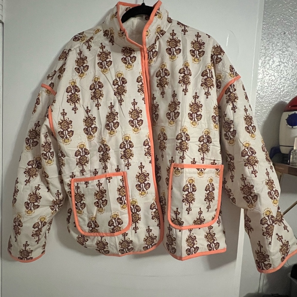 Patterned quilted jacket, tapestry, women’s size XL